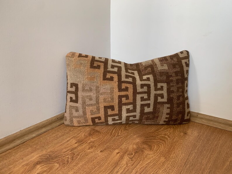 Throw Pillow 12x20 -Lumbar Pillow Cover -Turkish Kilim Pillow Cover -Modern Boho Decor -Rug Carpet Pillow -Couch Cushion -Tribal Pillow Case