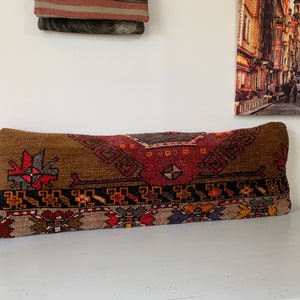 Extra Long Lumbar Pillow Cover 12x35 -Bed Pillow -Couch Cushion -Victorian Decor -Turkish Kilim Pillow Cover -Beddding Pillow -Throw Pillow