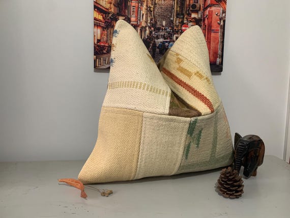 パッチワーク枕 - 20x20 キリム スローピローケース - ヴィンテージ