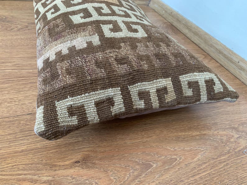 Cojín de 30 x 50 cm, funda de cojín lumbar, funda de cojín kilim turco, decoración bohemia moderna, cojín de alfombra, cojín de sofá, funda de cojín tribal. imagen 10
