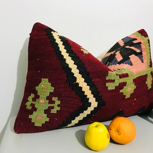 Pastel Lumbar Pillow Covers -16x24 Boho Throw Pillows -House Decor -Striped Couch Pillows -Kilim Pillow Cover -Sofa Cushion -Euro Sham Cover