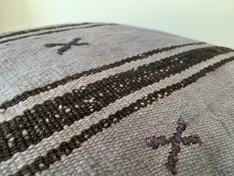 Indigo Black Vintage Kilim Pillow Cover 20x20 – Striped Rustic Throw Cushion, Turkish Decorations, Office Decor image 5