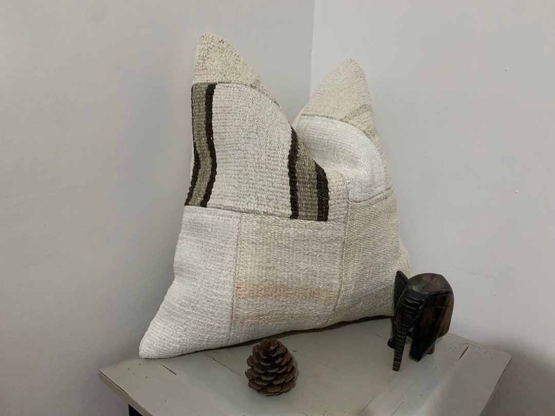 Large Couch Pillow Cover 20x20 Floor Pillow vintage Decor hemp Pillow