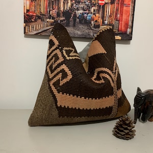 Geometric Turkish Kilim Pillow Cover -16x16 Square Cushion -Vintage Throw Pillow -Couch Pillow Case -Tribal Rug Pillow -Boho Home Decor