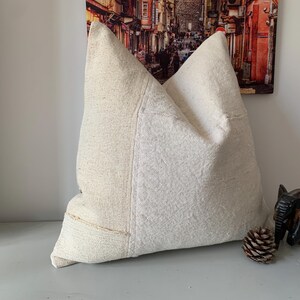 Patchwork Kilim Pillow Cover: 20x20 -Antique Cushion Cover -Square Beige Throw Pillow Couch Pillow Case -Farmhouse Decor -Turkish Rug Pillow