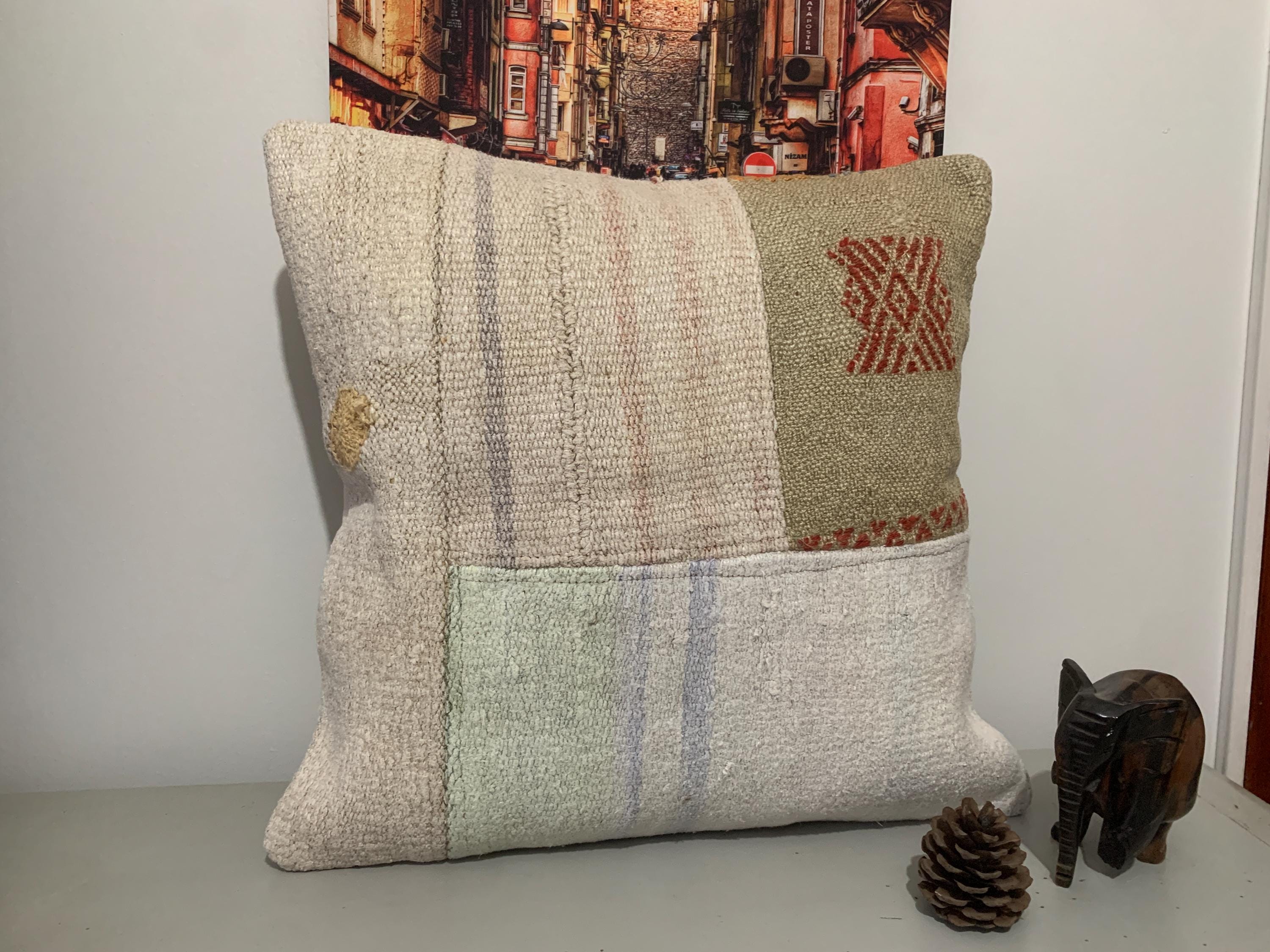 トルコクッション　ヴィンテージパッチワーク 東谷 クッション パッチワーク ハンドメイド レザー おしゃれ