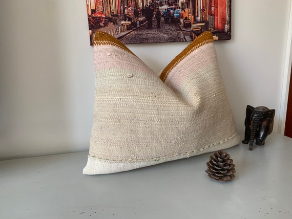 Tribal Throw Pillow Covers -16x20 Turkish Kilim Pillow, Lumbar Pillow for Chair -Minimalist Decor -Sofa Pillow Case -Rectangle Cushion Cover