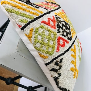 Funda de almohada vintage - Funda de almohada de cáñamo Kilim de 16x16 - Cojín de sofá - Almohada de sofá colorida - Almohada turca decorativa - Cojín de tiro - Decoración boho imagen 5
