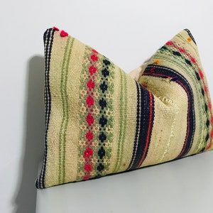 Navy Pink Throw Pillow Cover 16x24 -Carpet Kilim Pillow -Turkish Decor -Lumbar Pillow -Rectangle Decorative Pillow -Bohemian Cushion Cover