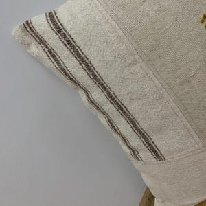 Textured Boho Kilim Pillow Cover 20x20, Mid-Century Modern, Large Couch Cushion, Patchwork Pillows Throw, Beige Brown, Room Decor image 13