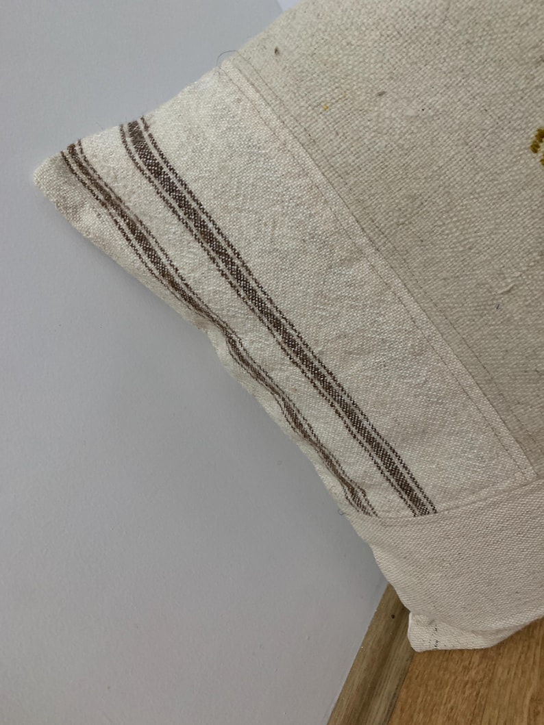 Textured Boho Kilim Pillow Cover 20x20, Mid-Century Modern, Large Couch Cushion, Patchwork Pillows Throw, Beige Brown, Room Decor image 13