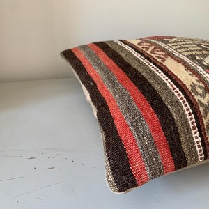 Turkish Rug Pillow Case 16x16, Handmade Kilim Pillow Cover -Calm Home Decor -Square Cushion -Decorative Throw Couch image 8
