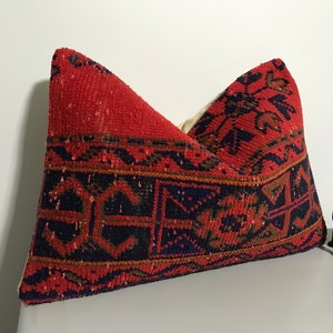 Vintage Turkse sierkussenhoes 16 x 24, kelimkussen - kamerdecor, lendekussen voor bed - tapijtkussen - bankkussen, geometrisch tapijtkussen