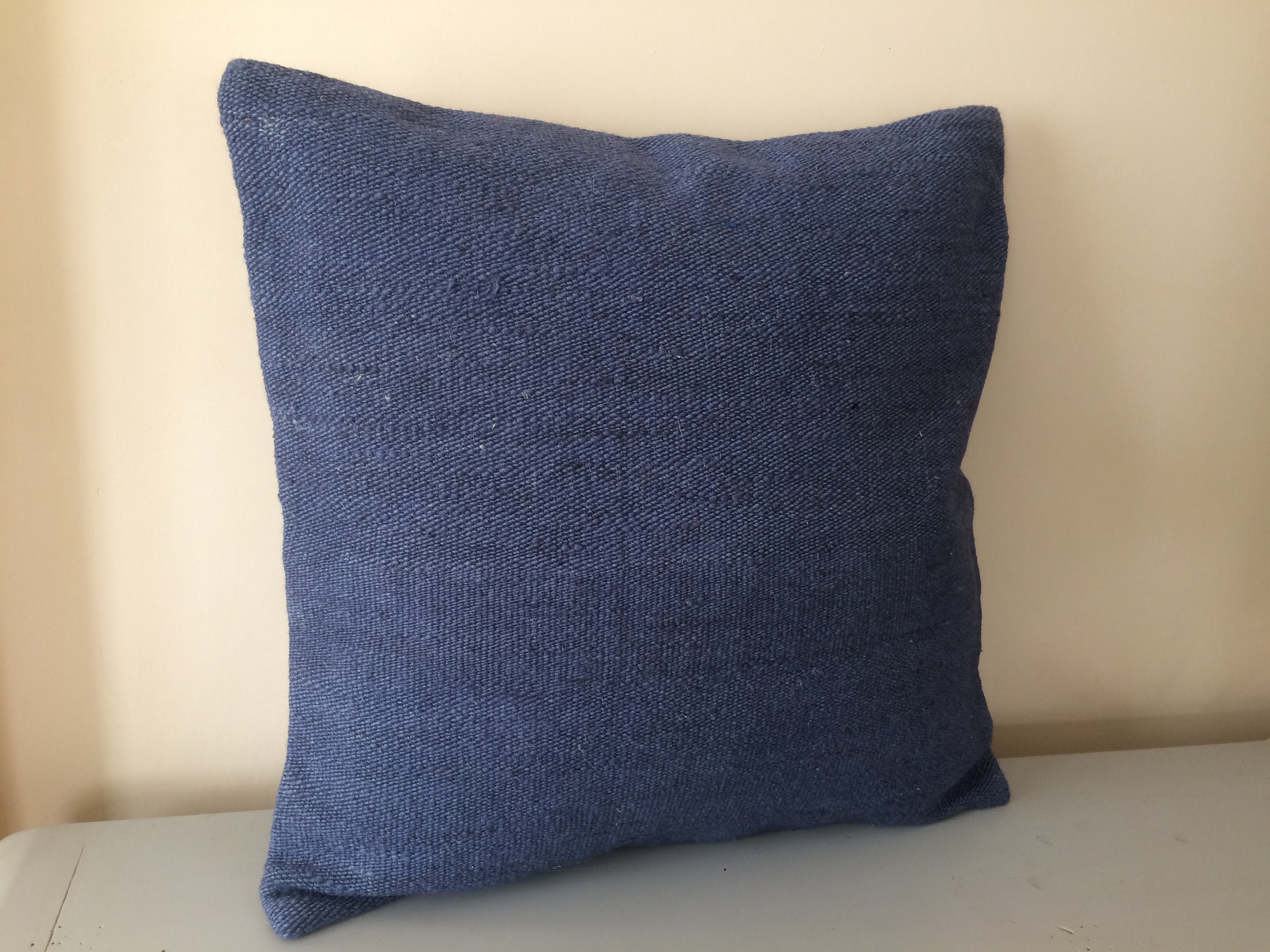 Dark Blue Throw Pillow Cover 20x20 Decorative Pillow Case Etsy