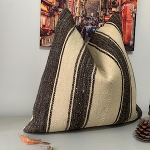 Cuscino turco, federa per cuscino 20x20 / federa per cuscino beige grigio - arredamento rustico per la casa ⇻ cuscino a righe, cuscino kilim anatolico ⇻ cuscino boho