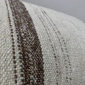 Vintage Lumbar Kilim Pillow Cover 16x24, Cream Brown Striped Pillows, Rustic Room Decor, Turkish Sofa Pillowcase image 5