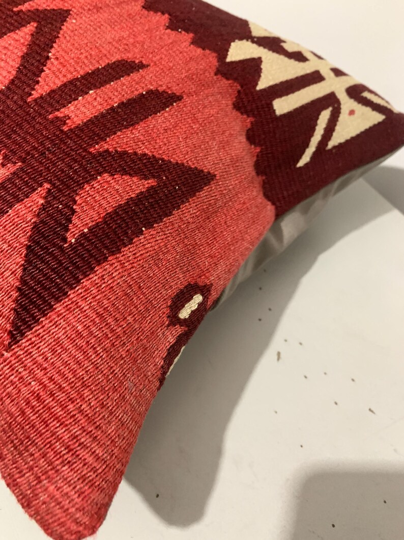 Funda de cojín Kilim de 40x40 cm: Cojín de sofá tejido a mano en lana turca. imagen 5