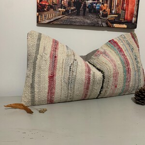 Pastel Lumbar Pillow Cover 12x24 -Cotton Kilim Pillows -Boho Decor -Striped Couch Pillow -Throw Pillow Cases -Sofa Cushions -Euro Sham Cover