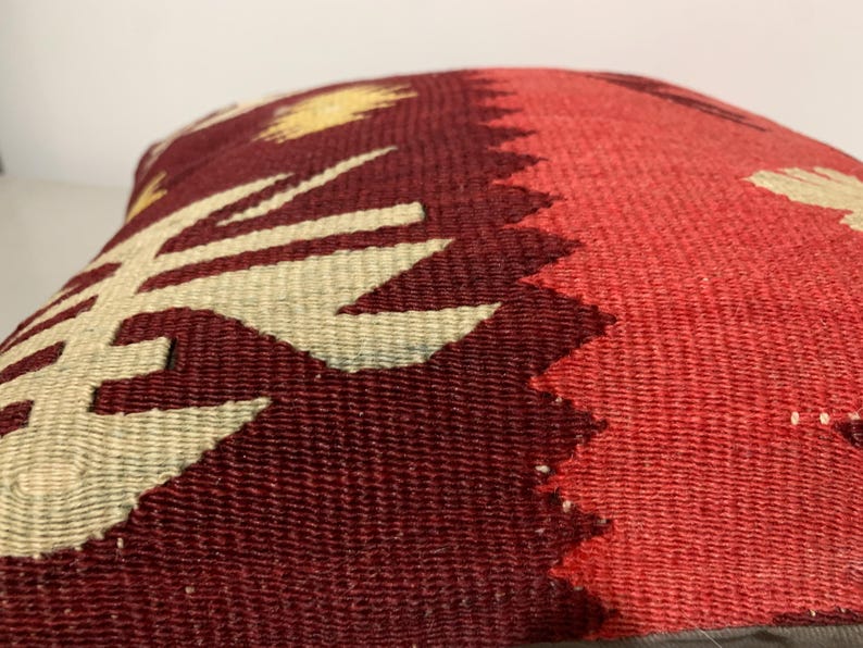 Funda de cojín Kilim de 40x40 cm: Cojín de sofá tejido a mano en lana turca. imagen 4