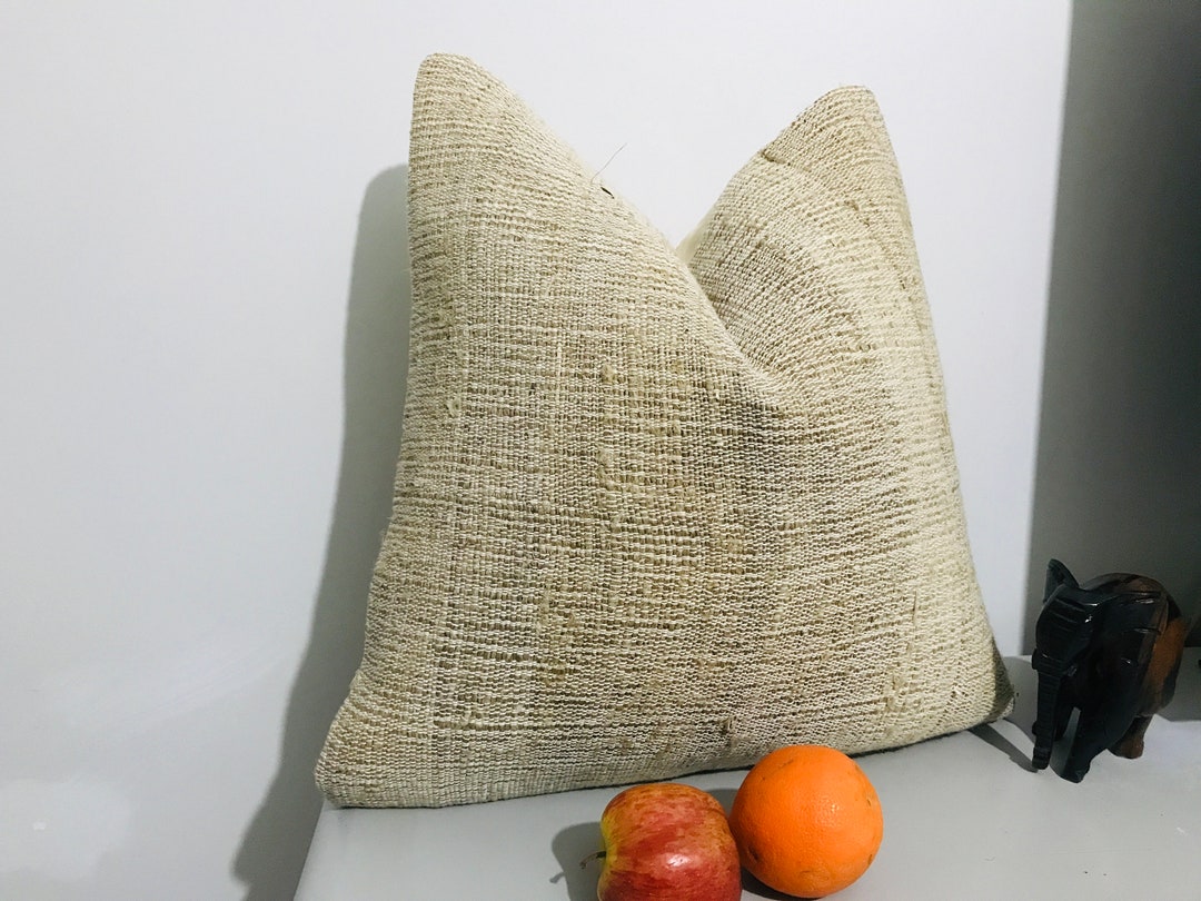 Outdoor Kilim Pillow 20x20 Tan Throw Pillow Cover, Minimalist Decor