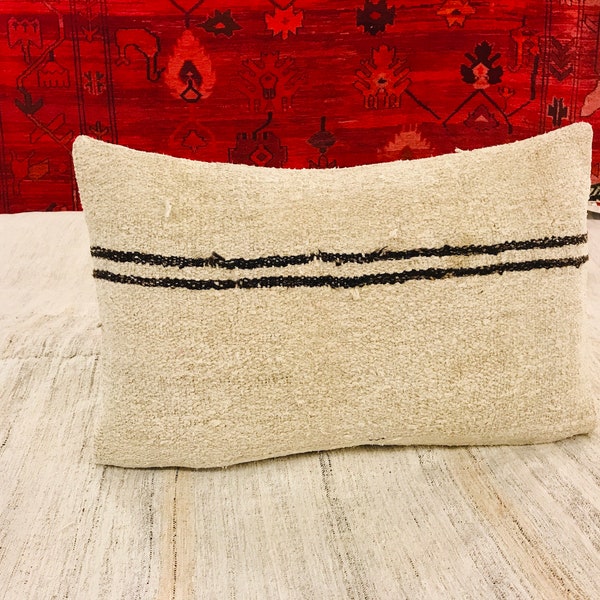 Black and White Stripe Lumbar Pillow Etsy