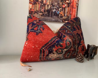 トルコキリムランバーピローカバー：エスニックウールスローピロー、16