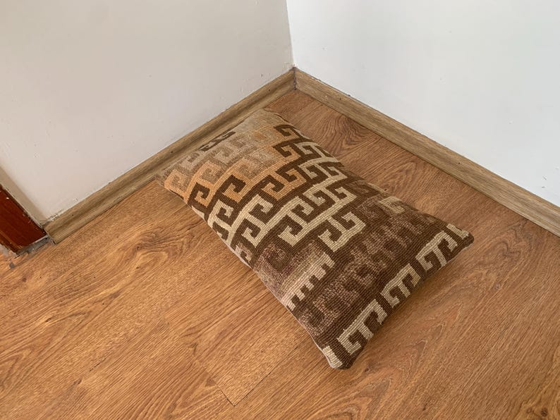 Throw Pillow 12x20 -Lumbar Pillow Cover -Turkish Kilim Pillow Cover -Modern Boho Decor -Rug Carpet Pillow -Couch Cushion -Tribal Pillow Case