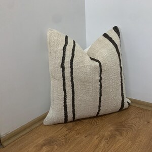 Striped Throw Pillow Cover -20x20 -Farmhouse Pillow -Rustic Home Decor -Hemp Turkish Kilim Pillow Case -Decorative Pillow for Couch Cushion