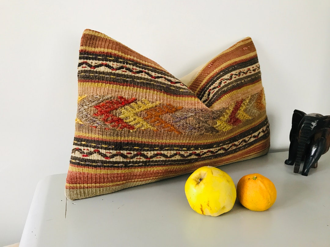 Geometric Pillow Cover 12x20 decorative Kilim Pillows boutique Throw