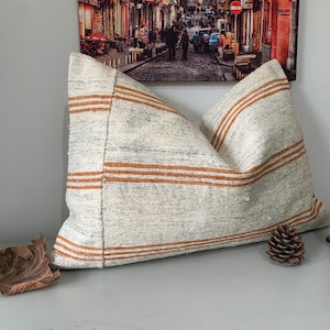 Throw Pillow Cover -16x24 -Rectangle Rustic Pillow -Large Kilim Pillow -Designer Lumbar Pillow Case -Textured Turkish Pillow -Cotton Cushion
