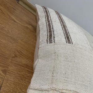Textured Boho Kilim Pillow Cover 20x20, Mid-Century Modern, Large Couch Cushion, Patchwork Pillows Throw, Beige Brown, Room Decor image 10