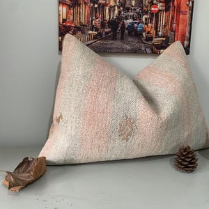 Federa per cuscino color salmone crema - Federa per cuscino lombare 16x24 - Decorazione boho - Cuscino kilim turco pastello - Federa per cuscino per divano - Federa per cuscino rettangolare