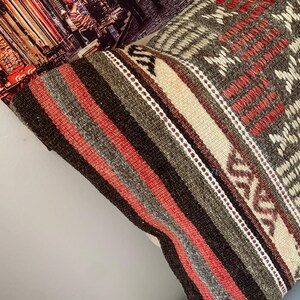 Turkish Rug Pillow Case 16x16, Handmade Kilim Pillow Cover -Calm Home Decor -Square Cushion -Decorative Throw Couch image 10