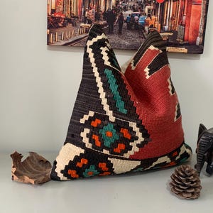 Türkisches Akzentkissen 16x16 Kissenbezug -Antiker Kelimkissenbezug -Couchkissenbezug -Geometrisches Dekokissen sham