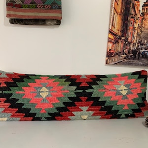Bedroom Pillow 12x38 -Extra Long Pillow -Lumbar Pillow for Bed Throw Pillow -King Size Pillow Cover -Kilim Pillow Cover -Southwestern Decor