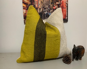 Patchwork Kilim Pillow Cover 20x20 | Boho Decor, Tribal Cushion Cover ⇻ Large Turkish Throw Pillow, Mid Century Modern ⇻ Carpet Pillow Case