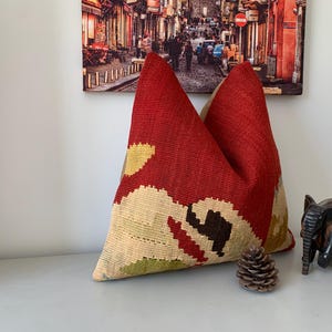 Abstract Kilim Pillow Cover -16x16 Tribal Throw Pillow -Boho Decor -Couch Pillow Sham Cover -Vintage Turkish Pillow Case -Anatolian Cushion