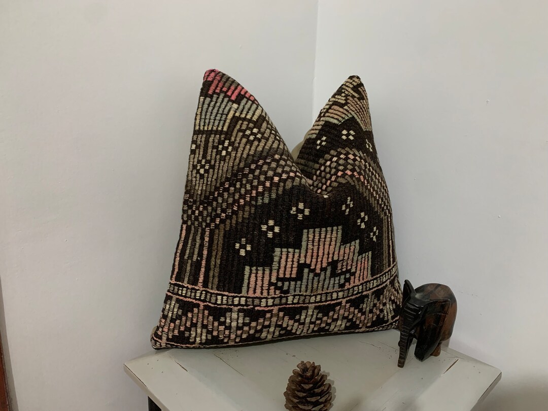 Large Couch Pillow 20x20 Antique Kilim Pillow Case, Boutique Turkish