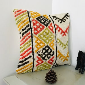Funda de almohada vintage - Funda de almohada de cáñamo Kilim de 16x16 - Cojín de sofá - Almohada de sofá colorida - Almohada turca decorativa - Cojín de tiro - Decoración boho imagen 2
