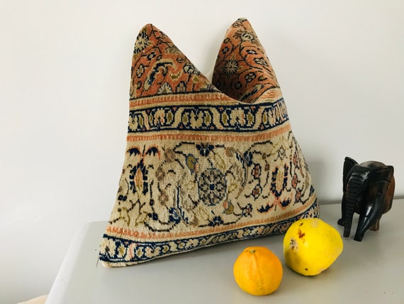 Pastel Rug Pillow Cover 16x16 -Floral Pillowcase -Turkish Kilim Pillow -Victorian Decor -Unique Throw Pillow -Decorative Item -Cushion Cover