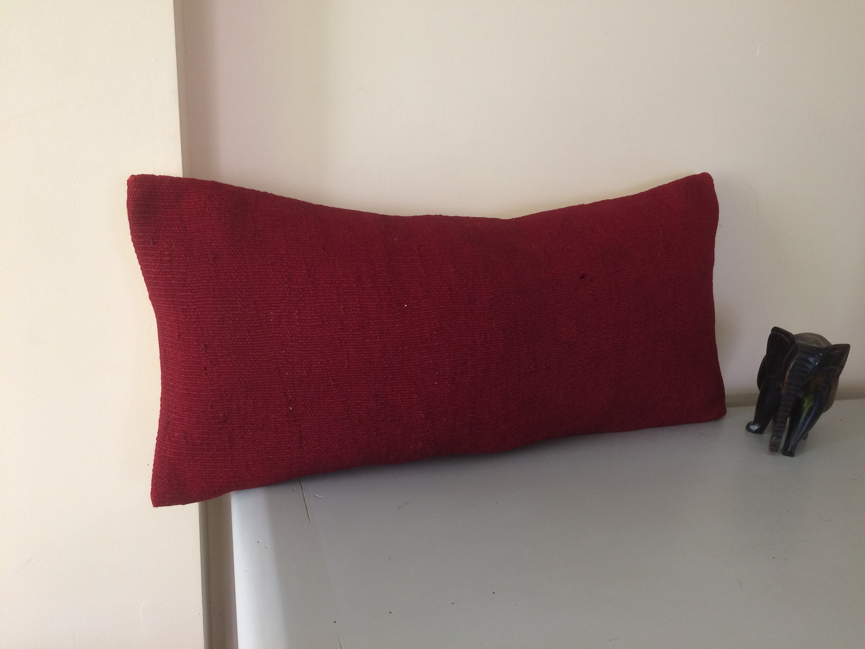Red Lumbar Pillow Case 12X27 Cushion Cover kilim Pillow Etsy