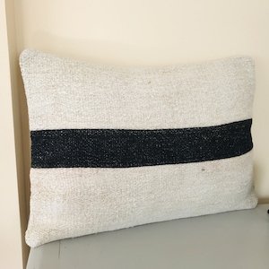 Black White Pillow Cover 16x24 | Decorative Lumbar Pillow ⇻ Farmhouse Throw Pillow Covers ⇻ Kilim Pillow Case, Turkish Style ⇻ Boho Cushion
