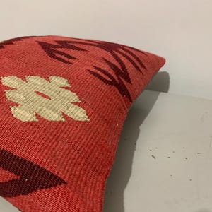 Funda de cojín Kilim de 40x40 cm: Cojín de sofá tejido a mano en lana turca. imagen 6