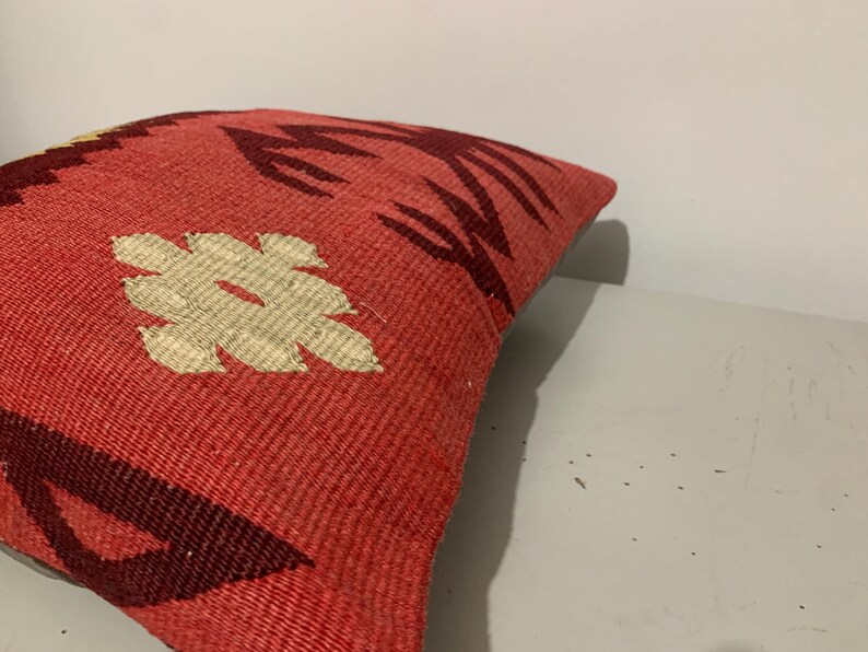 Funda de cojín Kilim de 40x40 cm: Cojín de sofá tejido a mano en lana turca. imagen 6
