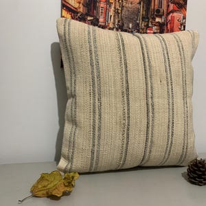 Cuscino Kilim 22x22 - Federa per cuscino in canapa - Cuscino turco a righe - Federa per cuscino yoga - Decorazione fattoria - Regalo per la casa - Cuscino da pavimento tessuto a mano