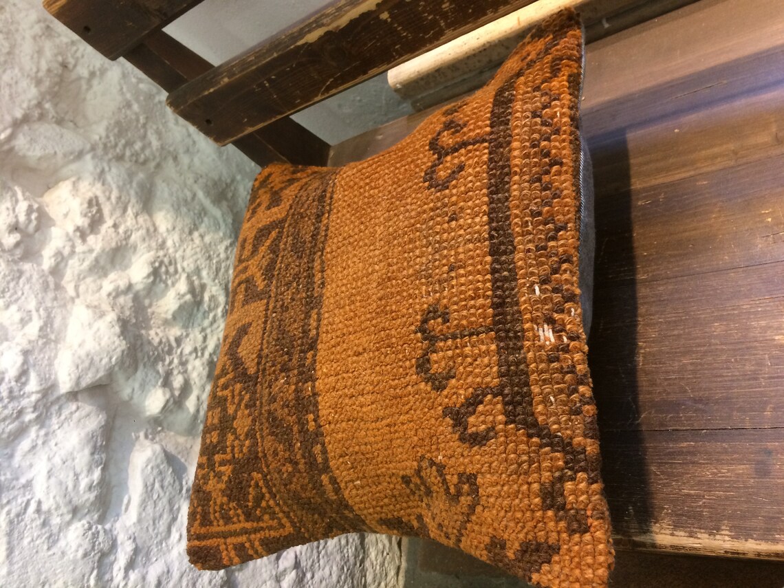 Burnt Orange Boho Throw Pillow Cover 16x16 geometric Pillow Etsy