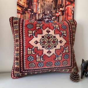 Kelim kussensloop - bloemen sierkussen boho 20 x 18 tapijt kussensloop - bankkussen - Turks kussen - woonkamer accent kussen - vintage kussen