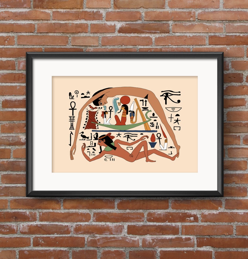 Ancient Egyptian Reproduction Unframed Art Print The Sky Goddess Nut and the Earth God Geb at the Creation of the World Funerary Papyrus image 6