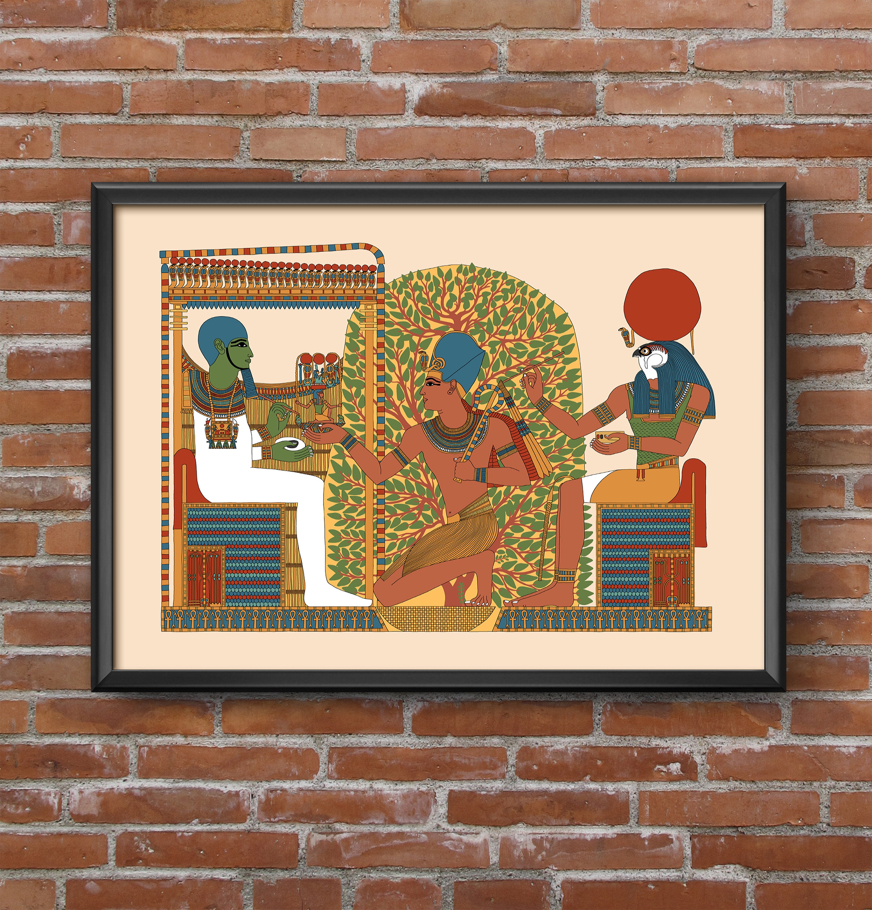 セティ1世と聖なるペルシアの木 - 古代エジプトのAサイズジクレー版画