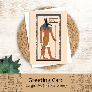 Seth God van Choas, woestijnen, stormen, vernietiging - Oude-Egyptische A5-wenskaart blanco verjaardagsverjaardag bedankkaart